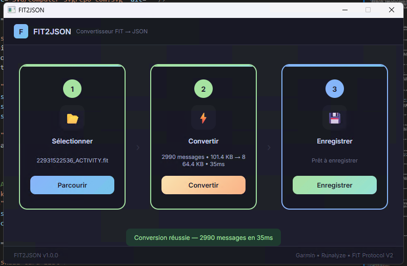 Convertisseur de .FIT en .JSON — FIT2JSON
